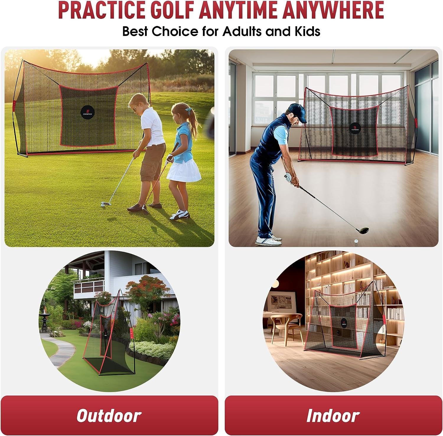 Golf Hitting Net Heavy Duty Golf Practice Net for Backyard Driving Golf Net with High Impact Chipping Hitting Target Golf Driving Practice Net Include Carry Bag Golf Balls for Indoor Outdoor