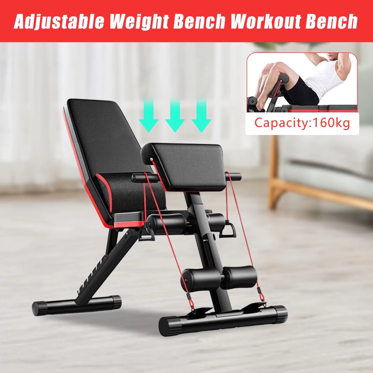 Adjustable Weight Bench Full Body Workout Foldable Incline Decline Exercise Workout Bench for Home Gym Strength Training Incline