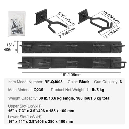 VEVOR Gun Rack, Indoor Gun Rack Wall Mount, 6-Slot Vertical Rifle Shotgun Gun Rack, 180 Lb Heavy Duty Metal Wall Gun Rack Display Stand with Soft Padding