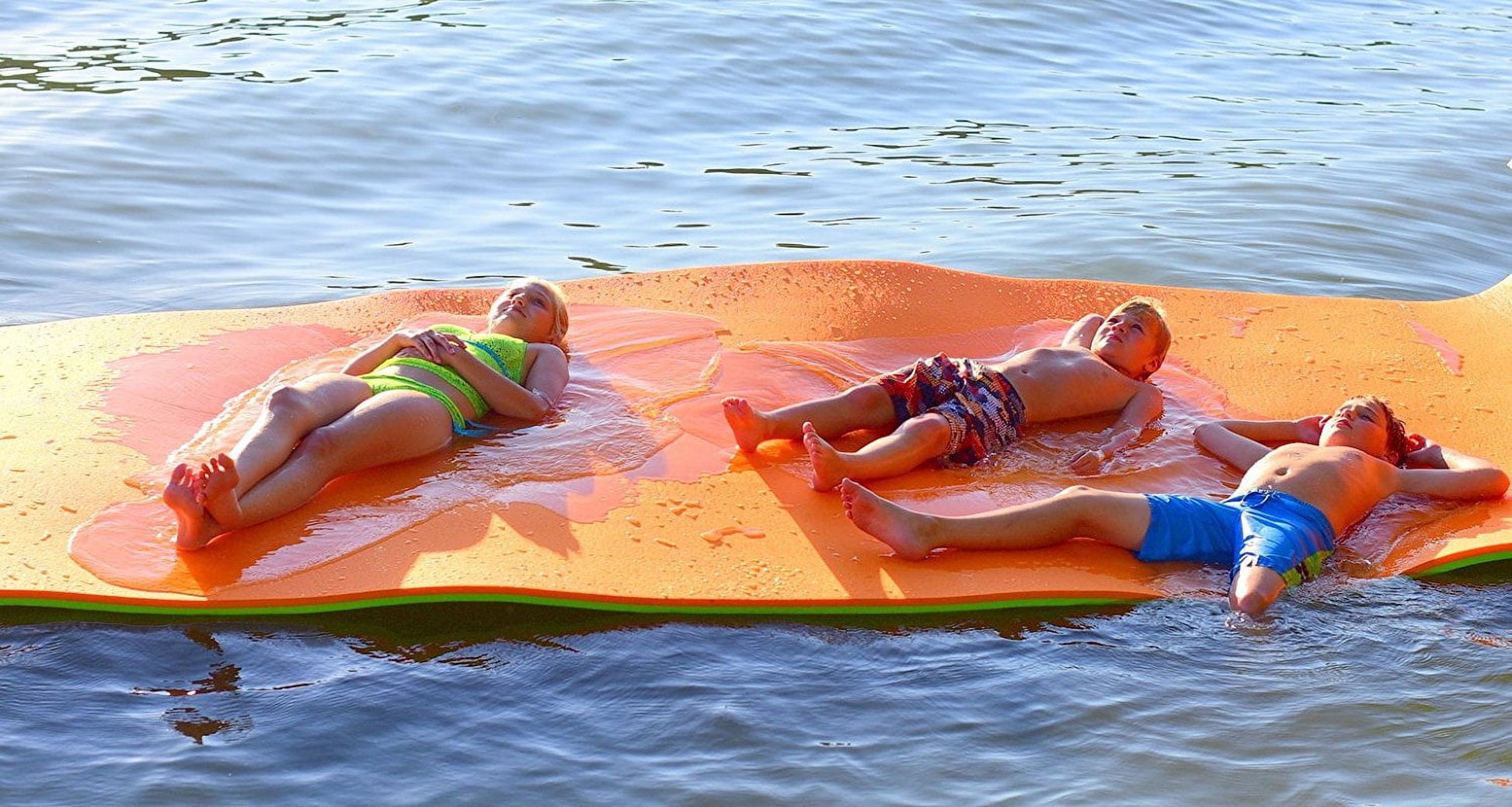 18X6 Ft Premium Foam Floating Water Mat Pad (Green & Orange)