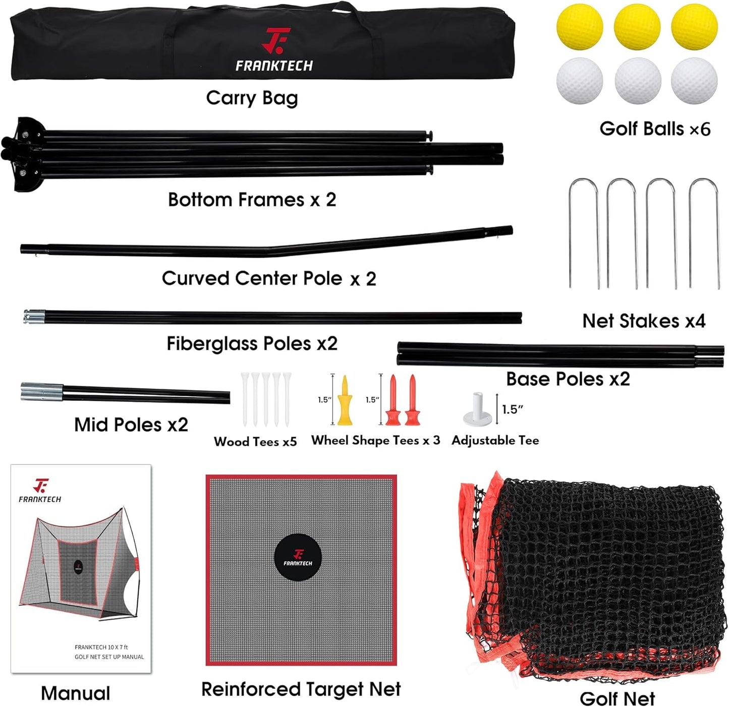 Golf Hitting Net Heavy Duty Golf Practice Net for Backyard Driving Golf Net with High Impact Chipping Hitting Target Golf Driving Practice Net Include Carry Bag Golf Balls for Indoor Outdoor